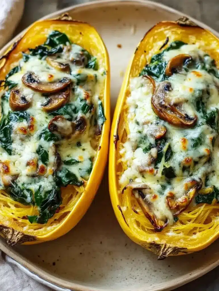 Creamy veggie-packed spaghetti squash served in a bowl with fresh herbs.