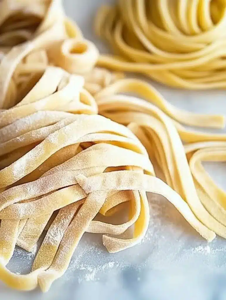 A bowl of homemade udon noodles with broth and vegetables